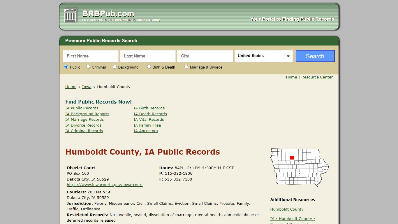 Humboldt County Public Records | Search Iowa Government ...